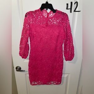 NYCO - hot pink lace dress XS